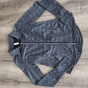Lucy Activewear Space Dye Gray Full Zip Cinched Back Performance Jacket
